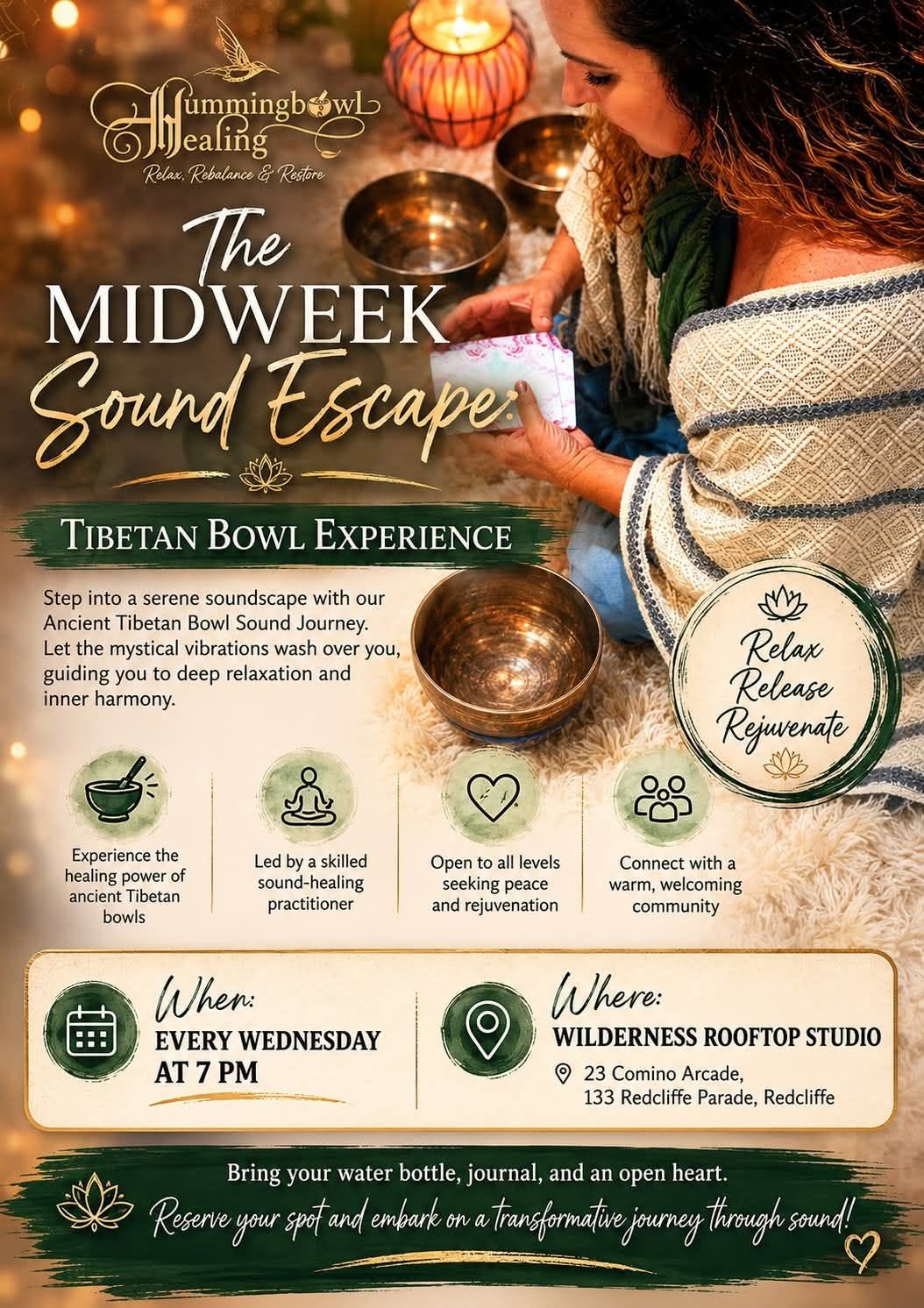 Corporate team wellness sound bath session